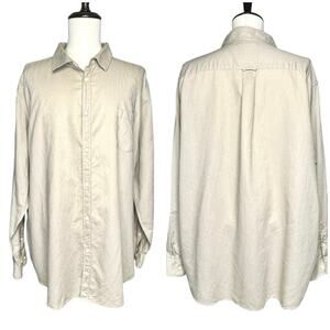 Johnny Bigg | Men | Stone Cotton Linen Blend Casual Button Up Shirt | Size 5XL